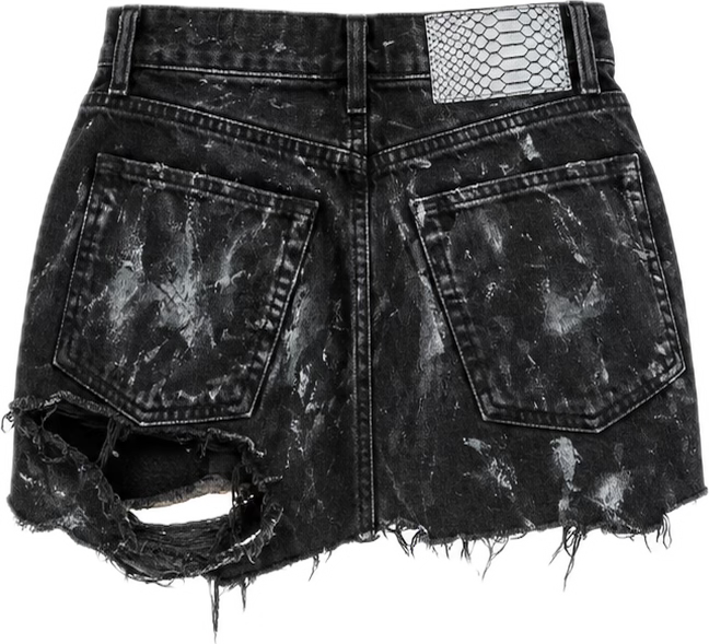 006: Black Denim Mini Skirt | Size 27