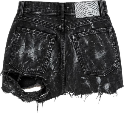 006: Black Denim Mini Skirt | Size 27