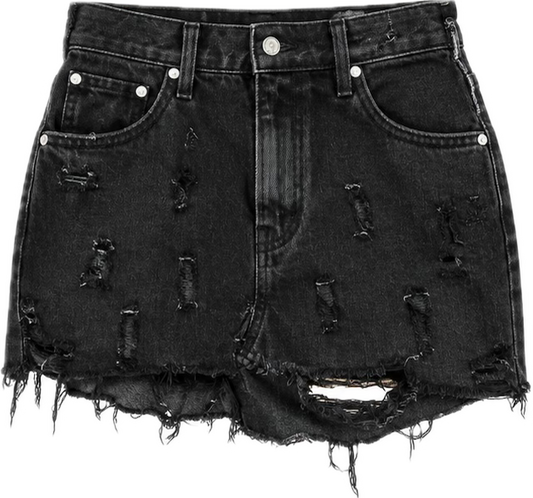 006: Black Denim Mini Skirt | Size 27